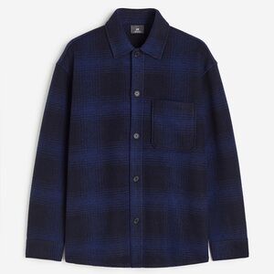 68. H&M • Relaxed Fit Overshirt Dark Blue Plaid • M